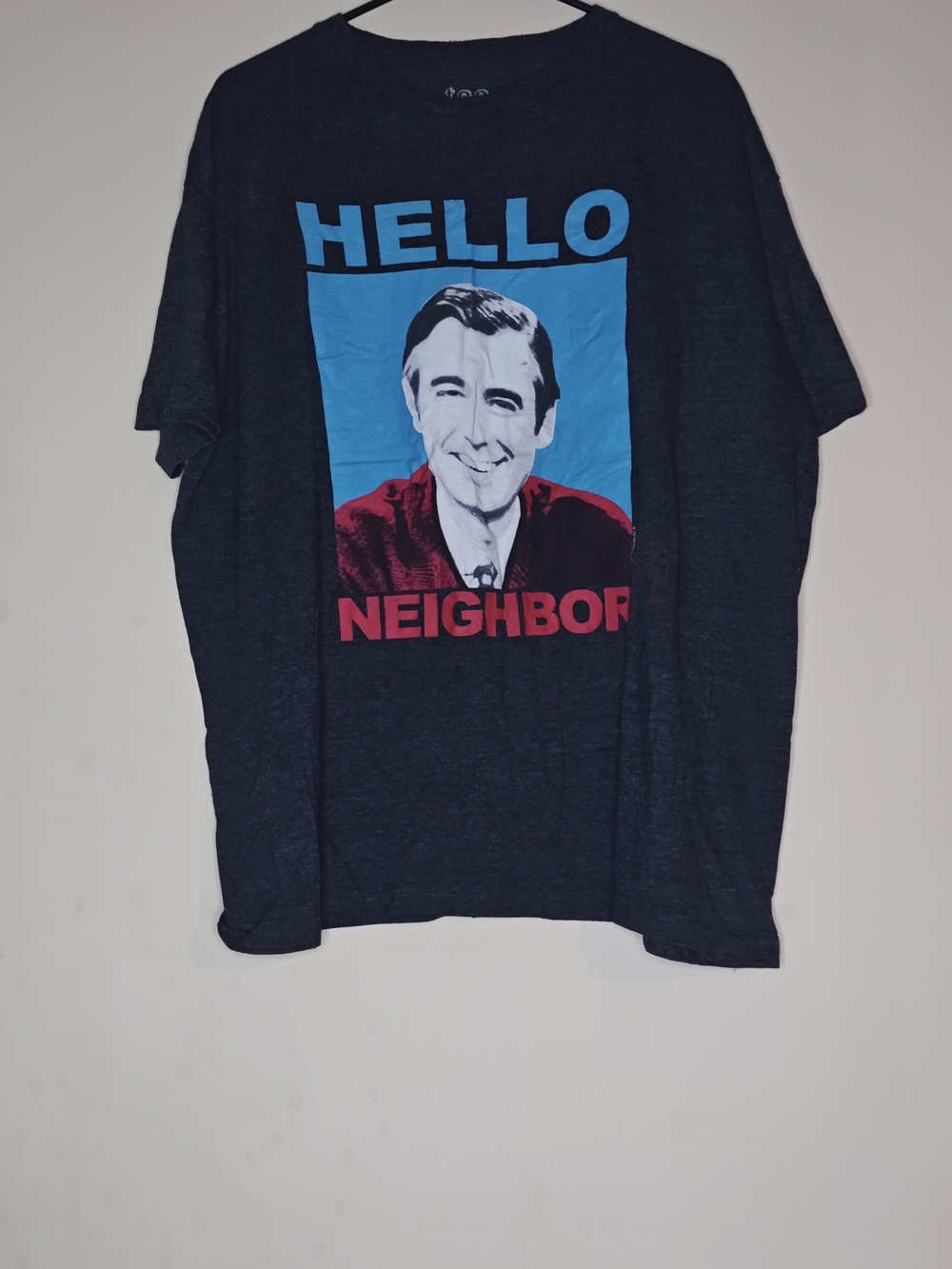 Men's Mr. Rogers Graphic Tee with 'Hello Neighbor' Print